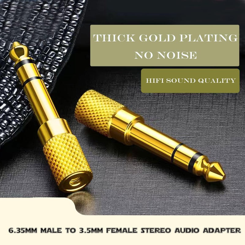JOMLEY محول JOMLEY 1/4" إلى 3.5 مم، محول جاك سماعة أنثوي 3.5 مم إلى ذكر 1/4 بوصة لسماعات الرأس، مكبر الصوت، الجيتار الكهربائي، الجهاز اللوحي - عبوة 2 - Image 3